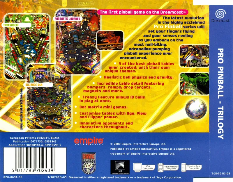 Pro Pinball Trilogy box back