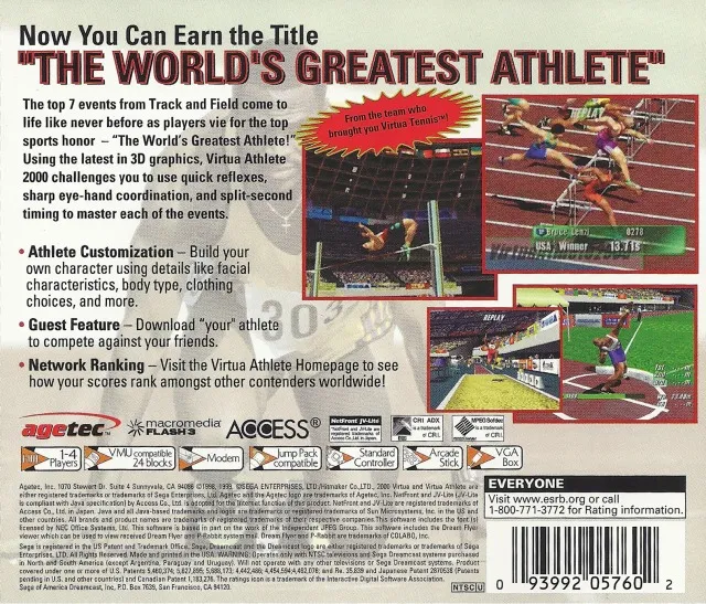 Virtua Athlete 2000 box back