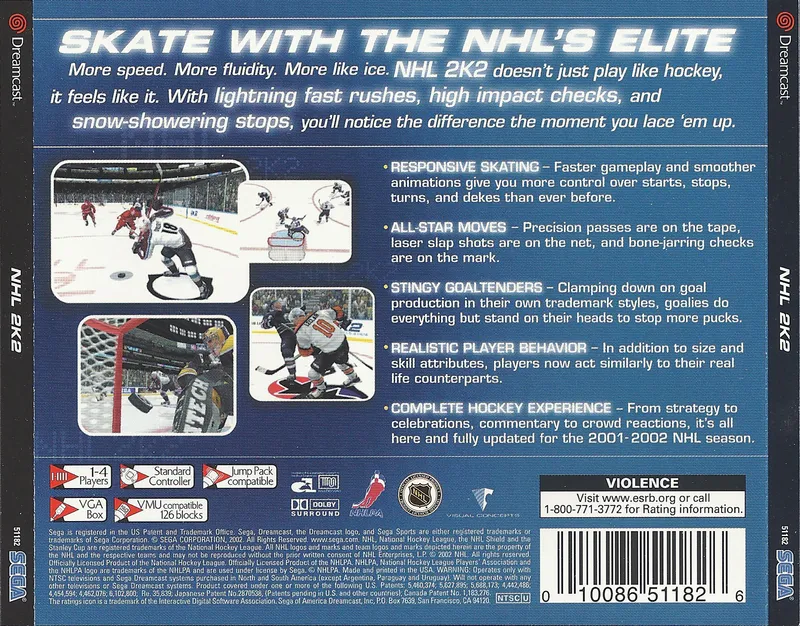 NHL 2K2 box back