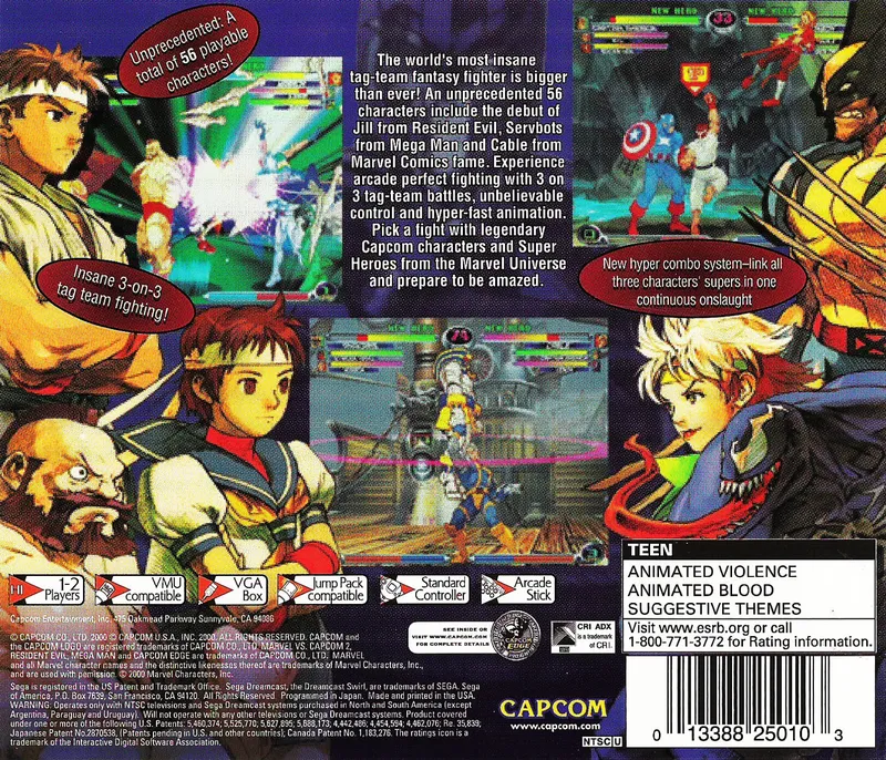 Marvel vs. Capcom 2: New Age of Heroes box back