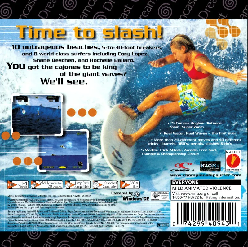 Championship Surfer box back
