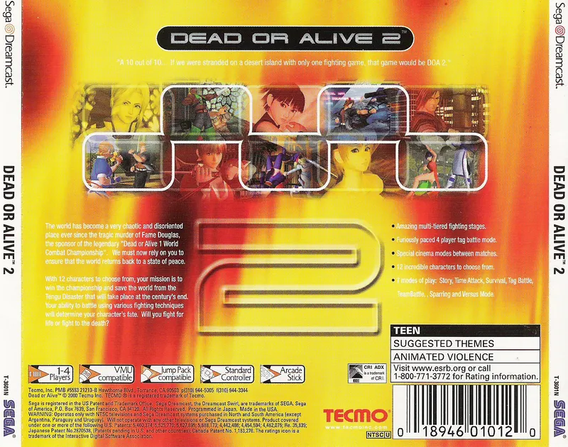Dead or Alive 2 box back