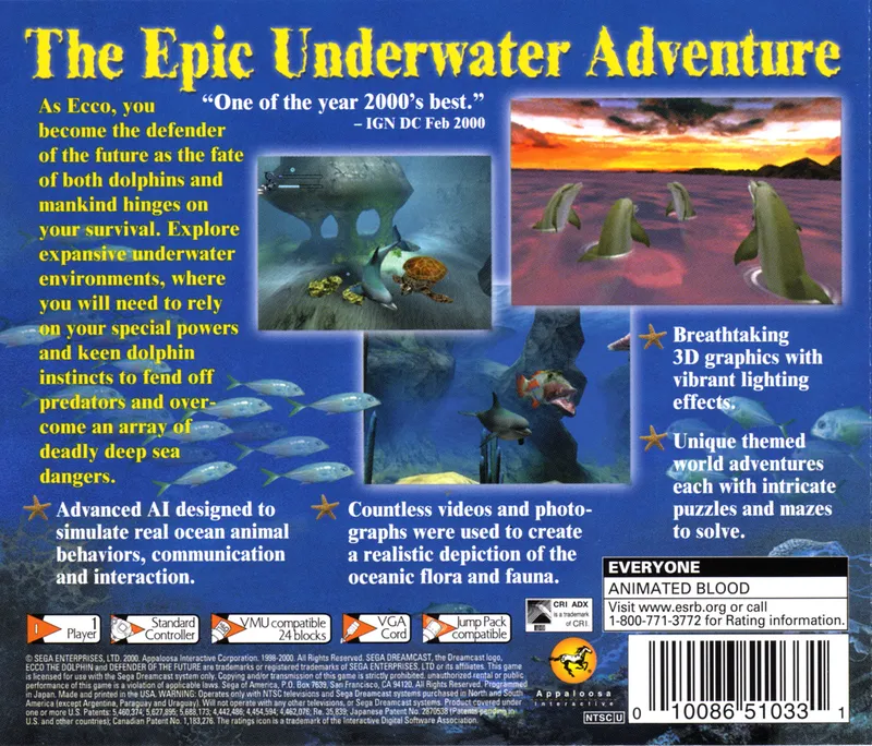 Ecco the Dolphin: Defender of the Future box back
