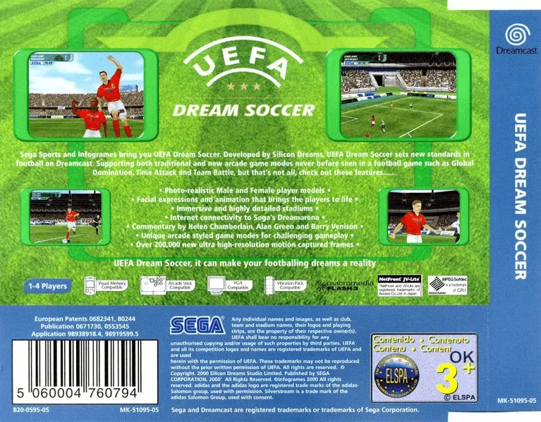 UEFA Dream Soccer box back
