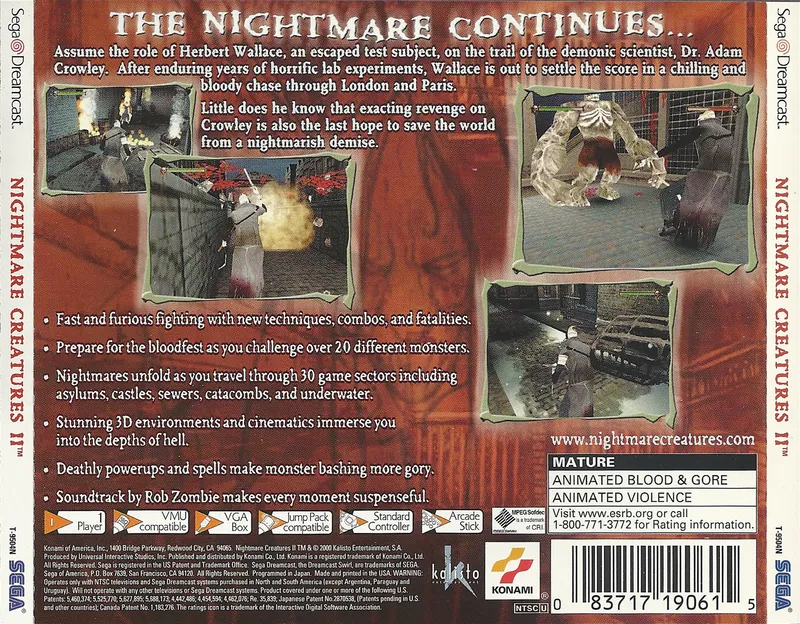 Nightmare Creatures II box back