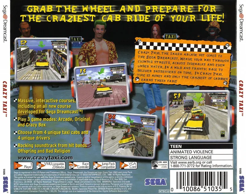 Crazy Taxi box back