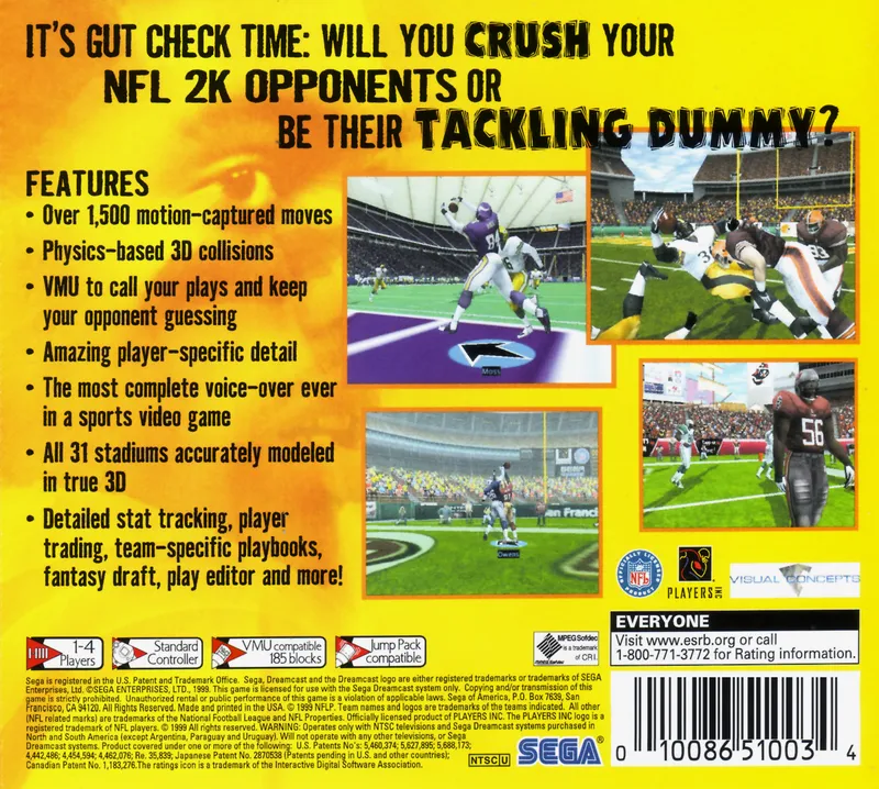 NFL 2K box back