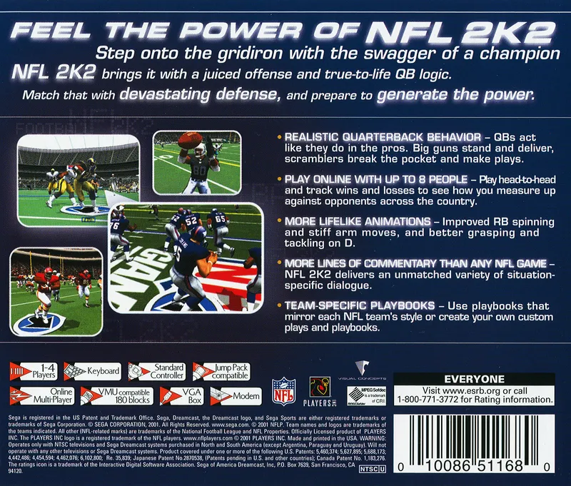 NFL 2K2 box back