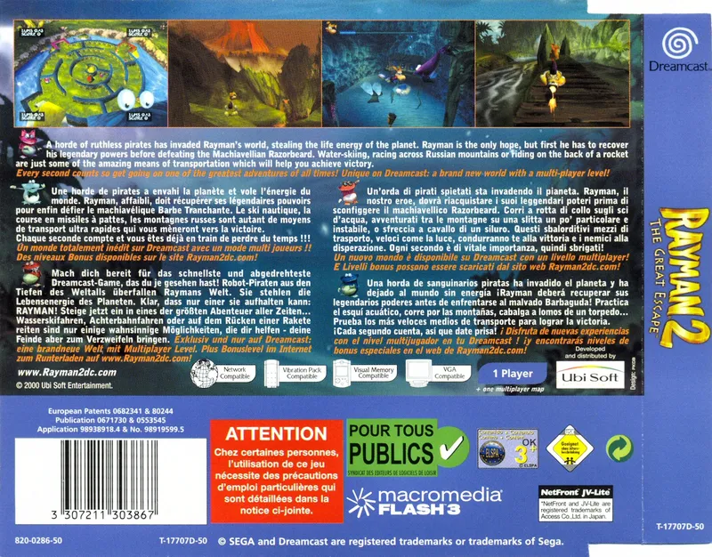 Rayman 2: The Great Escape box back