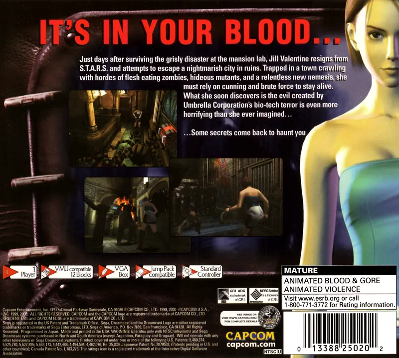 Resident Evil 3: Nemesis box back