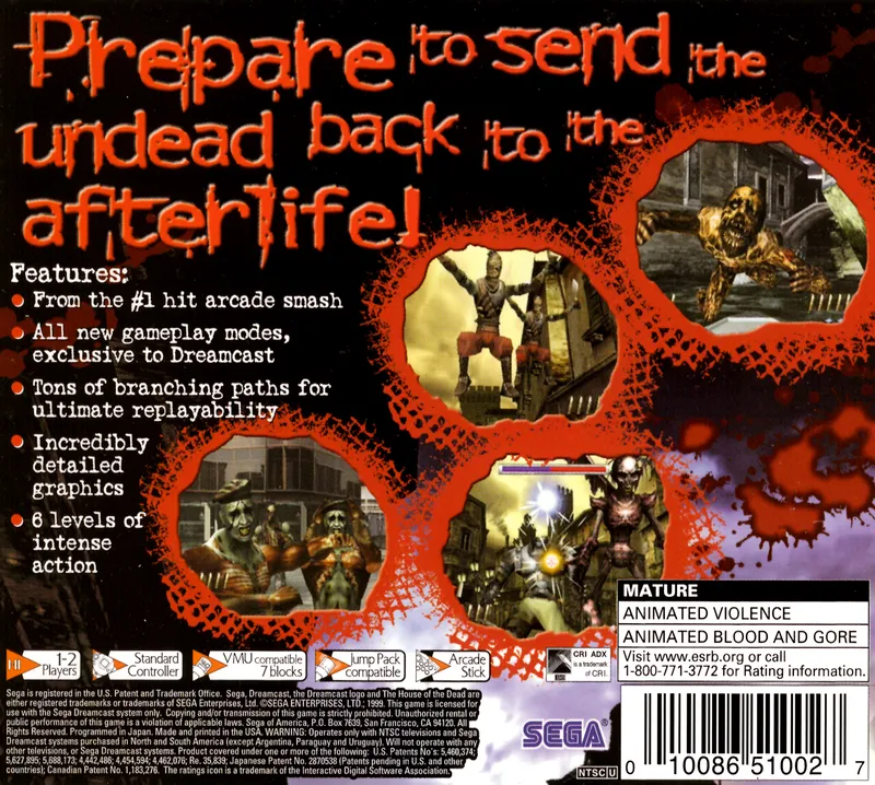 The House of the Dead 2 box back