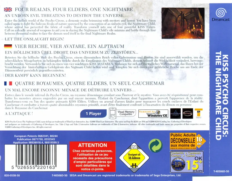 Kiss: Psycho Circus: The Nightmare Child box back
