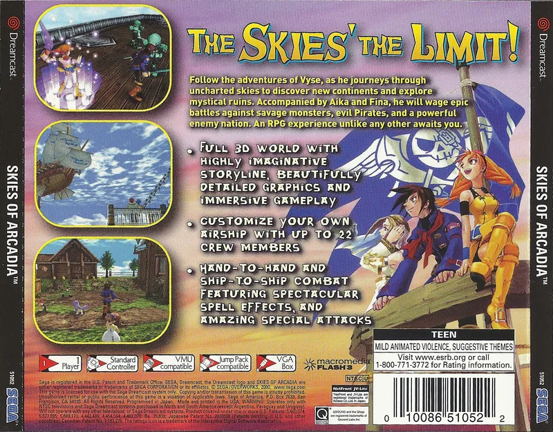 Skies of Arcadia box back
