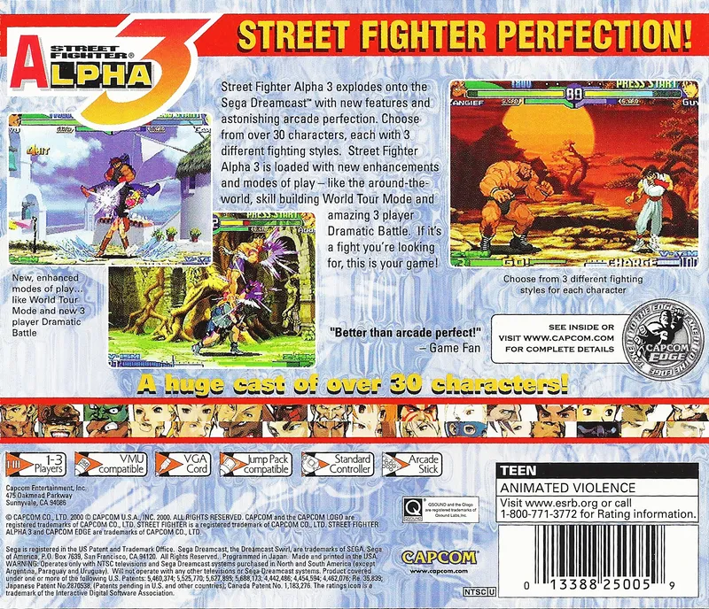 Street Fighter Alpha 3 box back