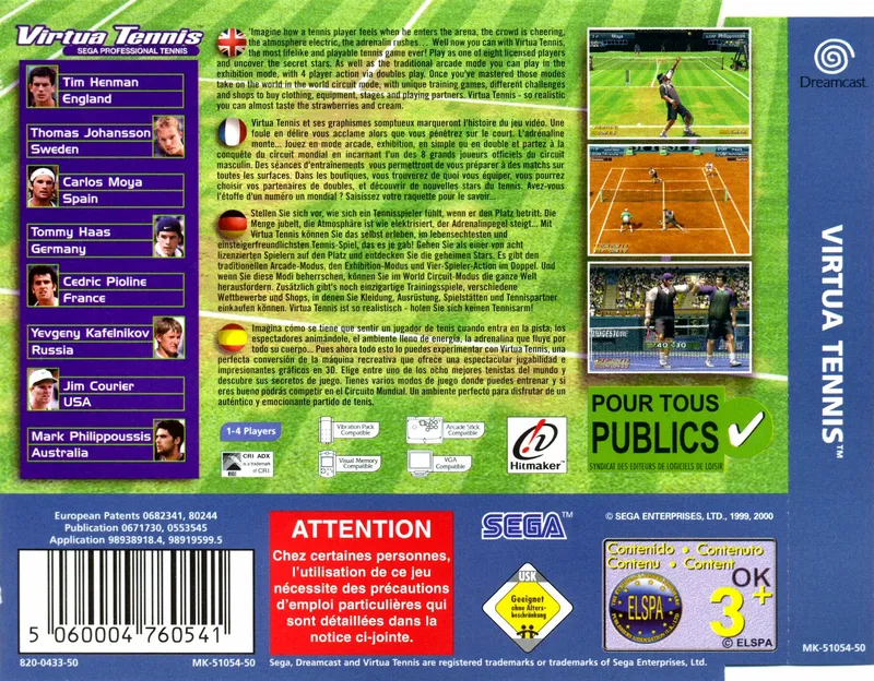 Virtua Tennis box back