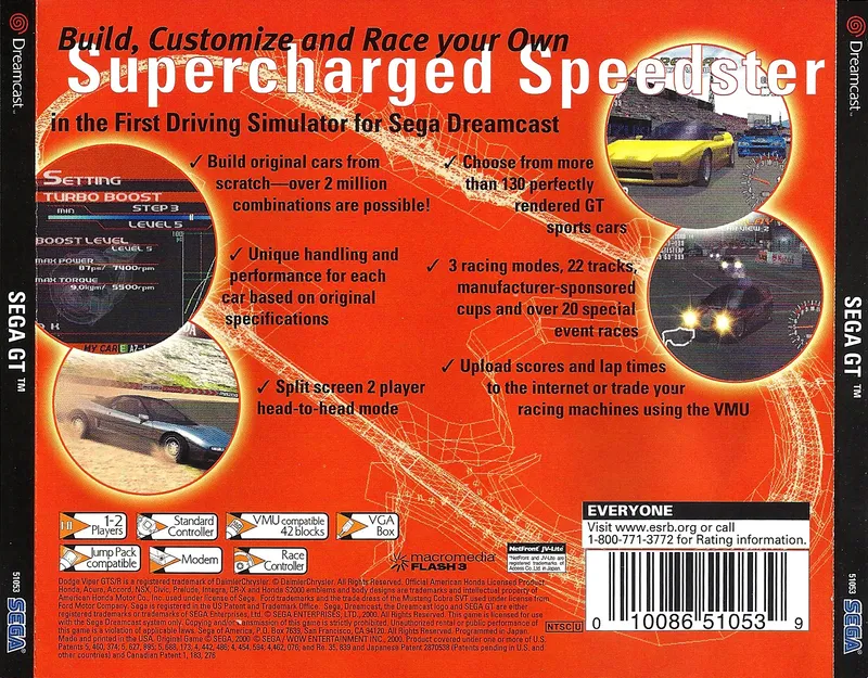 Sega GT box back