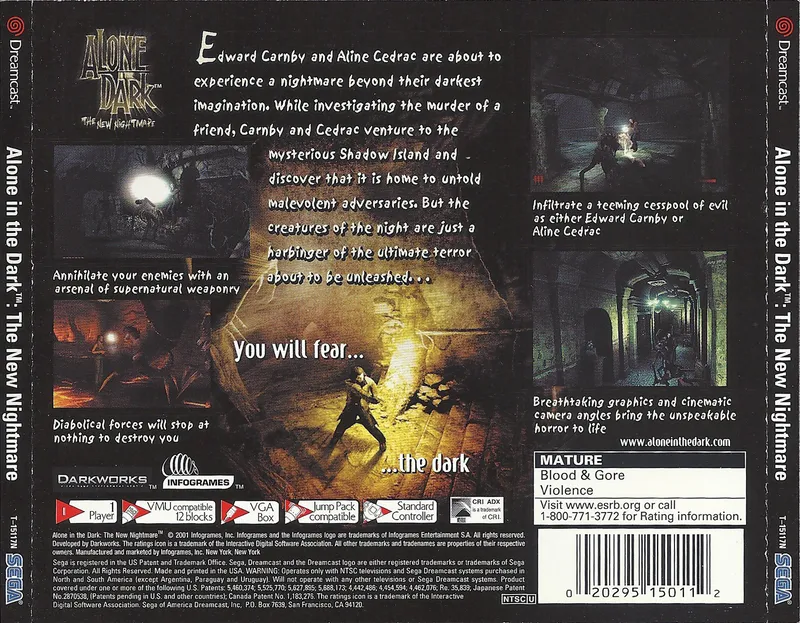 Alone in the Dark: The New Nightmare box back