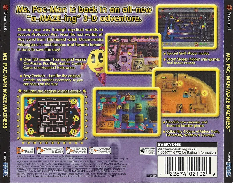 Ms. Pac-Man Maze Madness box back