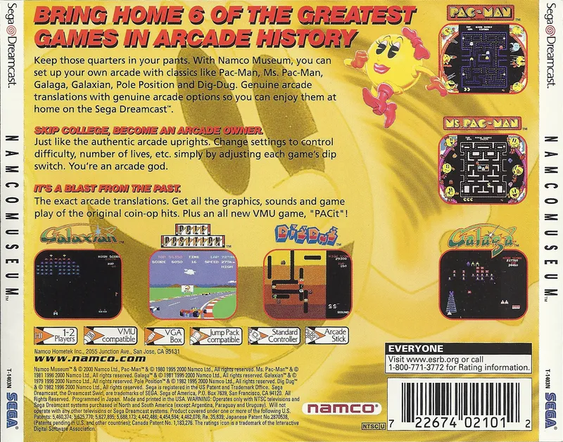 Namco Museum box back