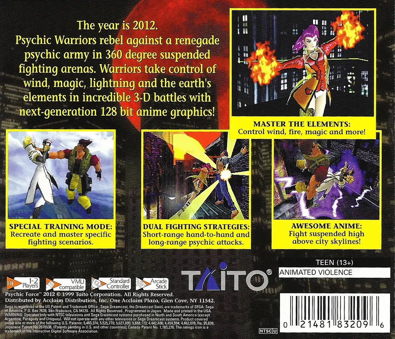 Psychic Force 2012 box back