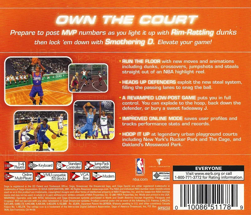 NBA 2K2 box back