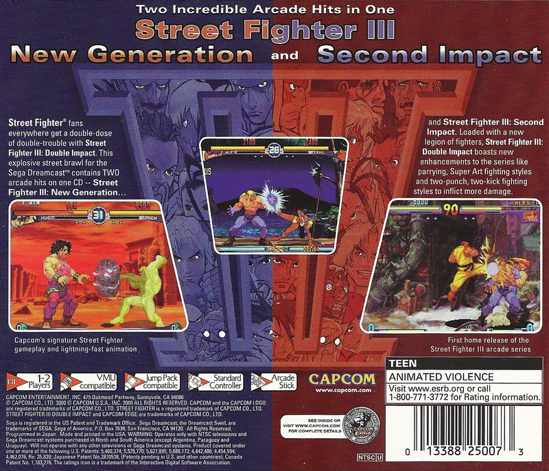 Street Fighter III: Double Impact box back