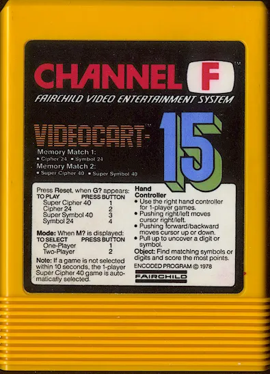 Videocart-15: Memory Match cart