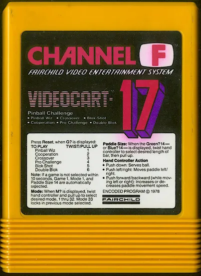 Videocart-17: Pinball Challenge cart