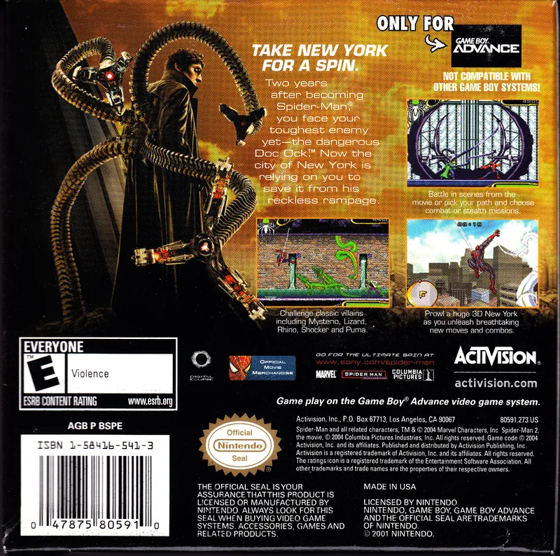 Spider-Man 2 box back