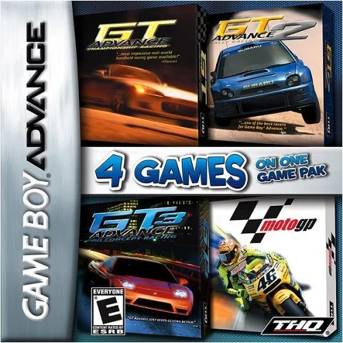 4 Games on One Game Pak: GT Advance / GT Advance 2 / GT Advance 3 / MotoGP cover art for Nintendo Game Boy Advance
