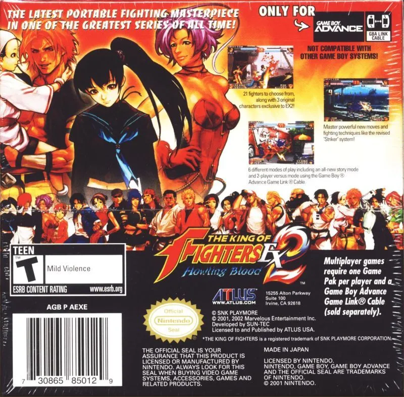 The King of Fighters EX 2: Howling Blood box back