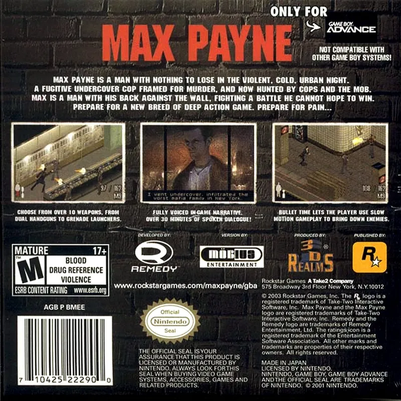 Max Payne box back