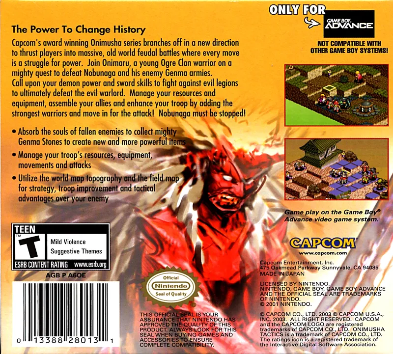 Onimusha Tactics box back