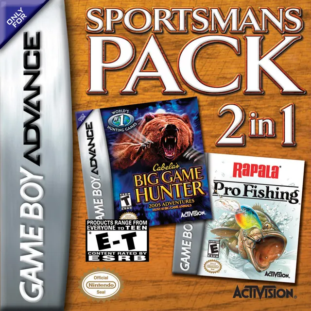 Sportsmans Pack 2 in 1: Cabela's Big Game Hunter + Rapala Pro Fishing cover art for Nintendo Game Boy Advance