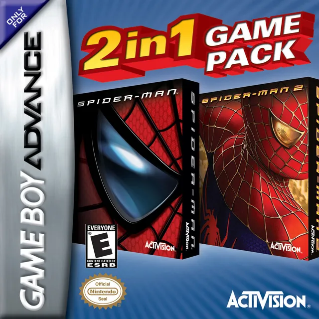 2 in 1 Game Pack: Spider-Man + Spider-Man 2 cover art for Nintendo Game Boy Advance