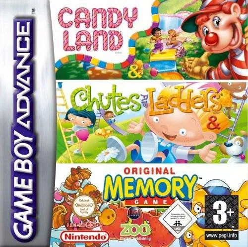 3 Game Pack!: Candy Land + Chutes and Ladders + Original Memory Game cover art for Nintendo Game Boy Advance