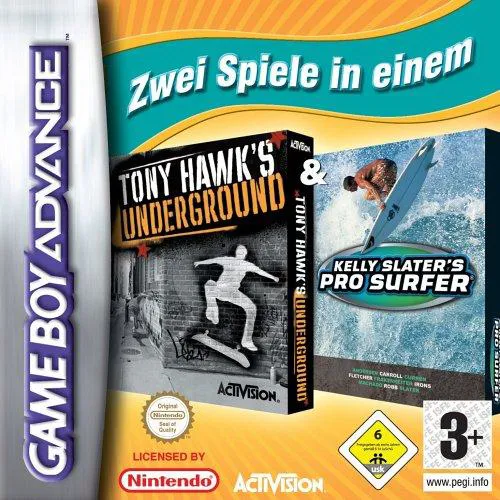 2 in 1 Game Pack: Tony Hawk's Underground + Kelly Slater's Pro Surfer cover art for Nintendo Game Boy Advance