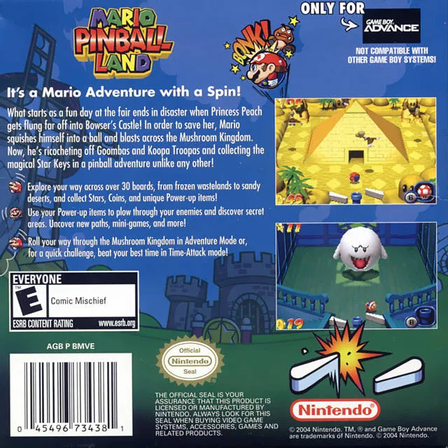 Mario Pinball Land box back
