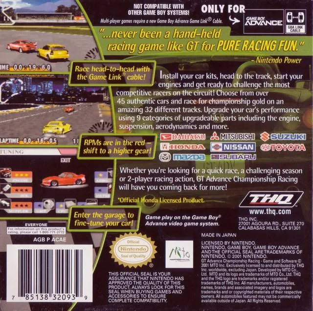 GT Advance Championship Racing box back