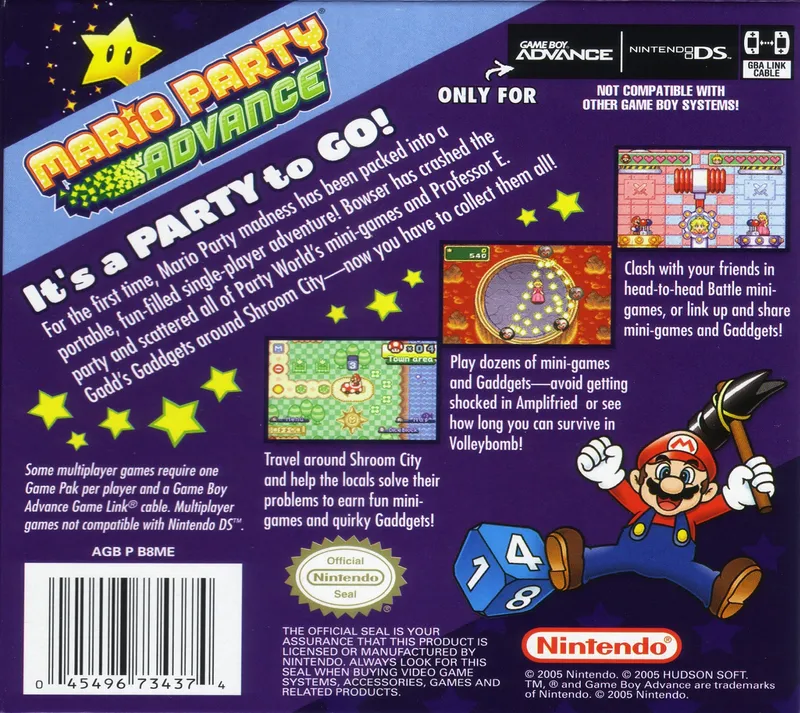 Mario Party Advance box back