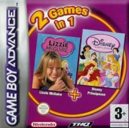2 Games in 1: Disney Princess + Lizzie McGuire cover art for Nintendo Game Boy Advance