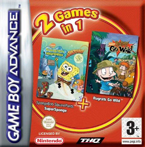 2 Games in 1: Rugrats: Go Wild + SpongeBob SquarePants: SuperSponge cover art for Nintendo Game Boy Advance