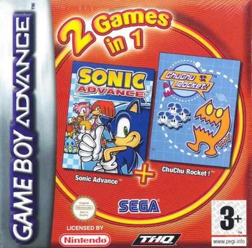 2 Games in 1: Sonic Advance + ChuChu Rocket! cover art for Nintendo Game Boy Advance