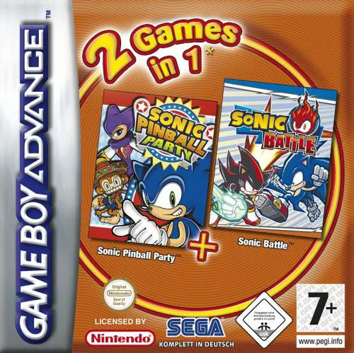 2 Games in 1: Sonic Battle + Sonic Pinball Party cover art for Nintendo Game Boy Advance