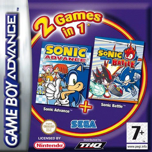 2 Games in 1: Sonic Advance + Sonic Battle cover art for Nintendo Game Boy Advance