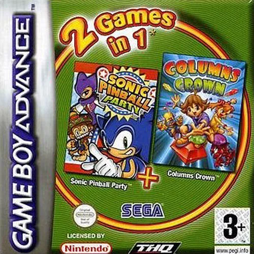 2 Games in 1: Sonic Pinball Party + Columns Crown cover art for Nintendo Game Boy Advance