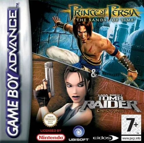 Prince of Persia: The Sands of Time & Lara Croft Tomb Raider: The Prophecy cover art for Nintendo Game Boy Advance