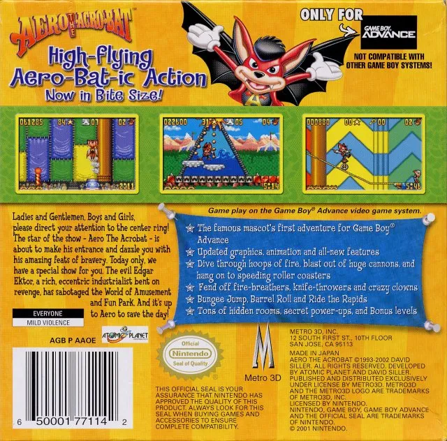 Aero the Acro-Bat box back