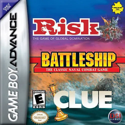 Three-in-One Pack: Risk + Battleship + Clue box art