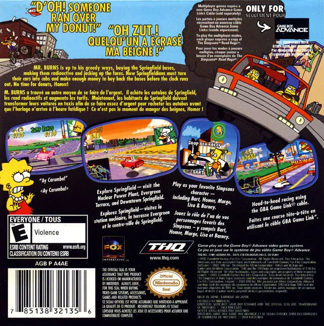 The Simpsons: Road Rage box back